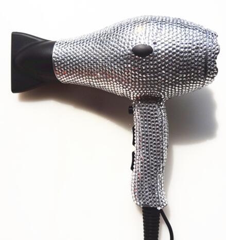 Crystal Studded Hair dryer silver